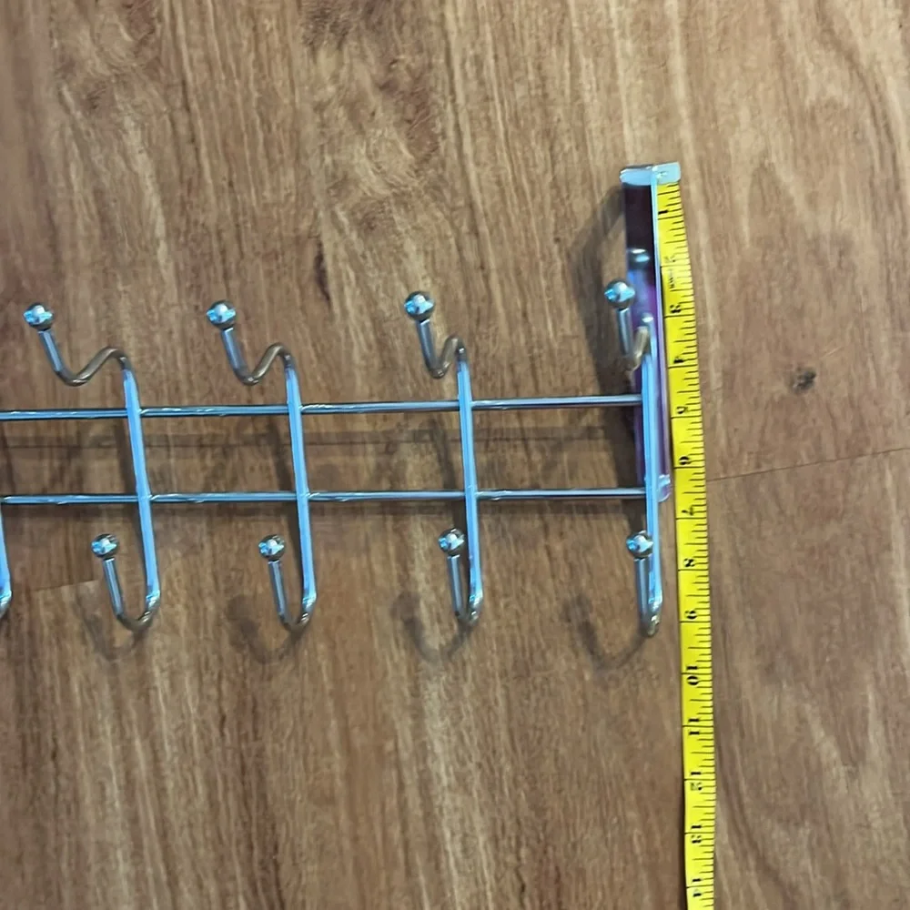 Silver Over-the-Door Mounted 12 Hook Rack
